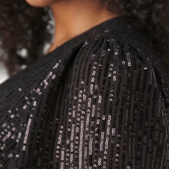 NWT MICHAEL Michael kors sequin stripe midi cocktail/party black dress Size 14 - Picture 4 of 7